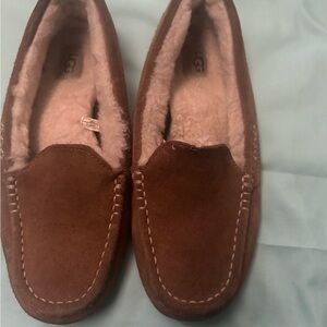 UGG Chestnut Suede Shearling Loafers